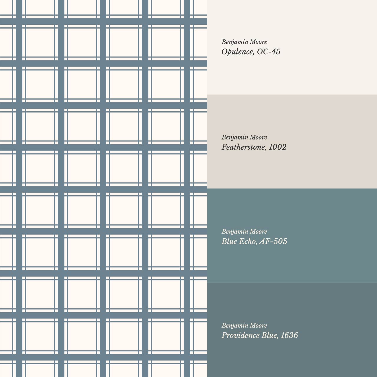 Liam Country Club Plaid Blue Cream Wallpaper