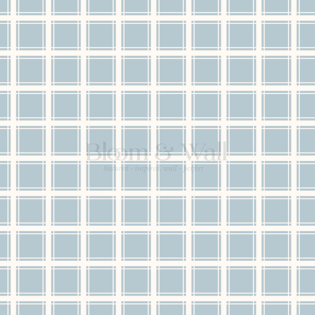 Liam Country Club Plaid Cream Dusty Blue Wallpaper