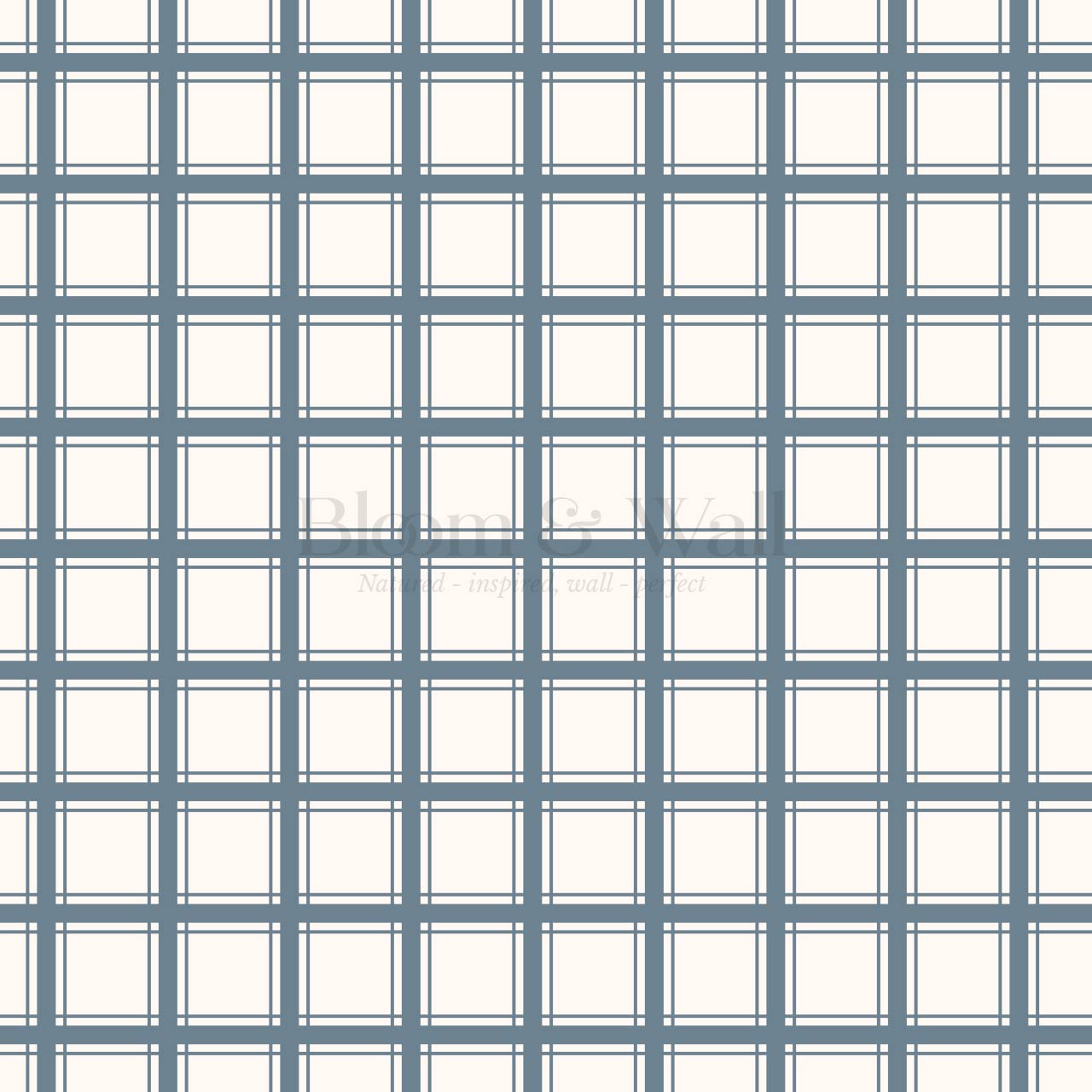 Liam Country Club Plaid Blue Cream Wallpaper