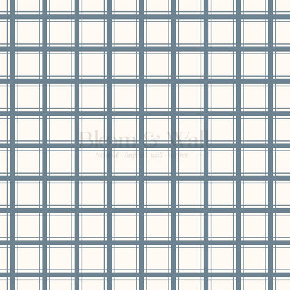 Liam Country Club Plaid Blue Cream Wallpaper