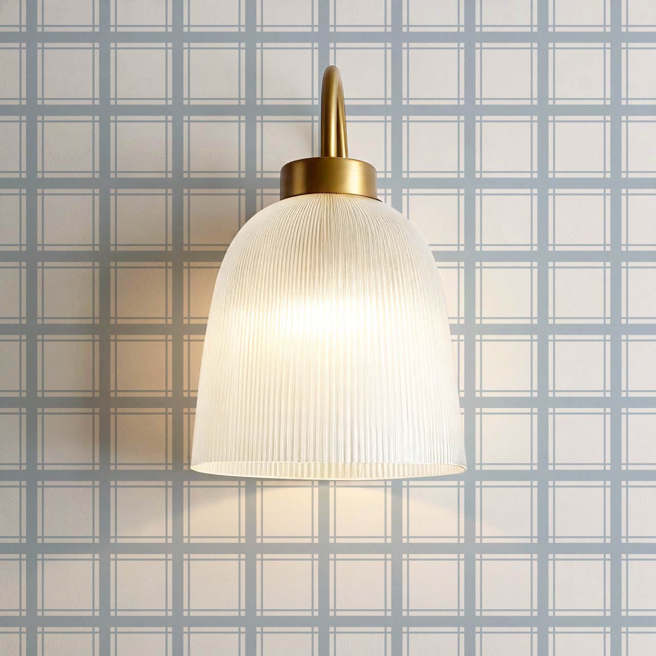 Liam Country Club Plaid Cream Grey Blue Wallpaper