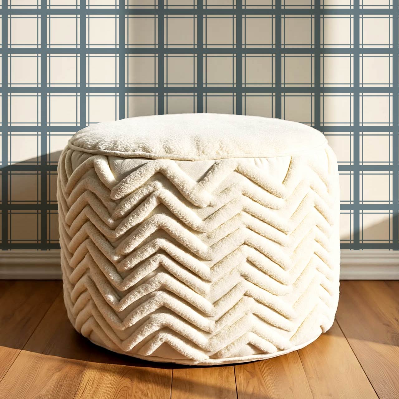 Liam Country Club Plaid Blue Cream Wallpaper