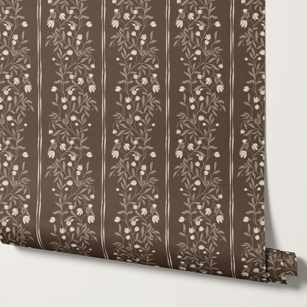 Libby Vertical Bloom Chocolate Vines Wallpaper