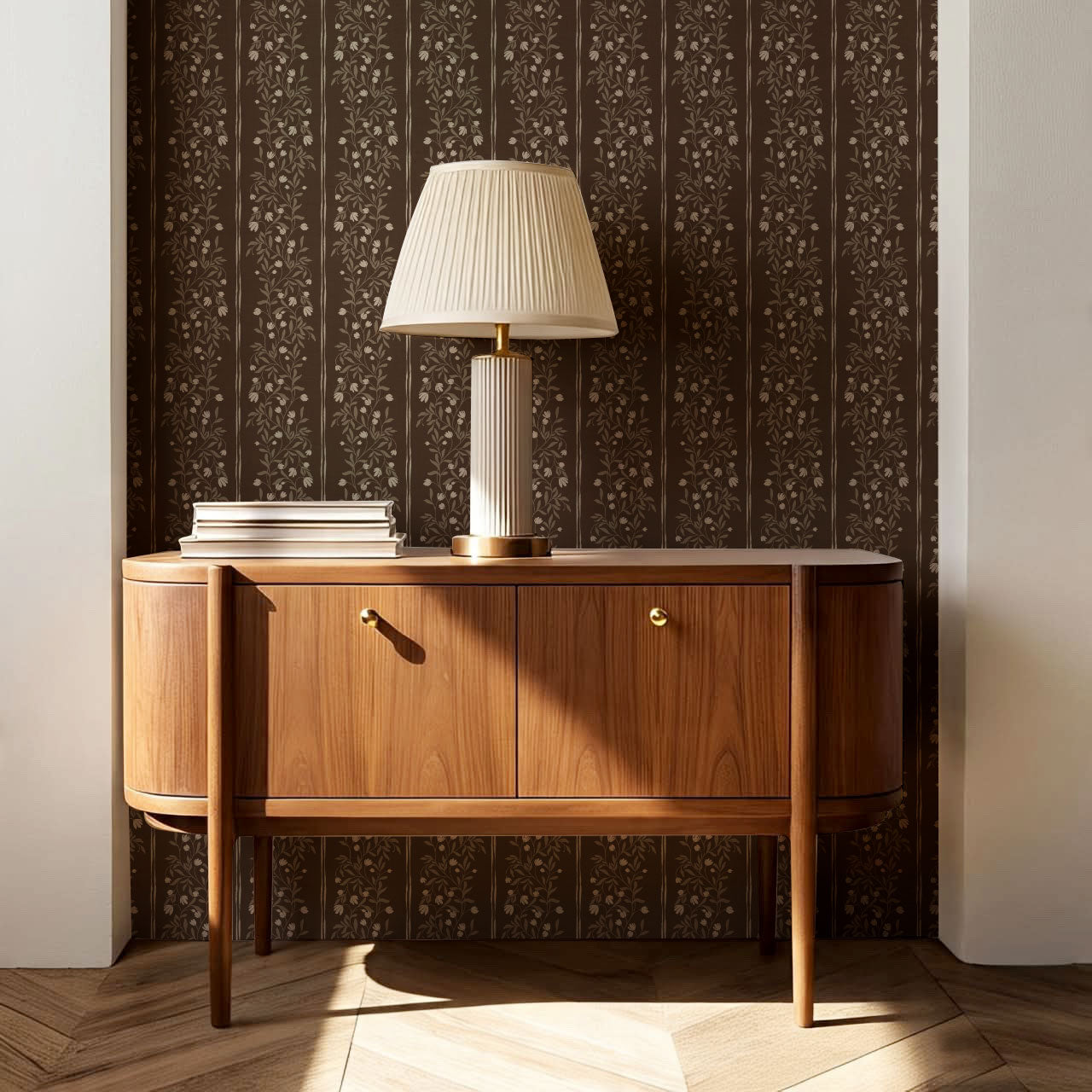 Libby Vertical Bloom Chocolate Vines Wallpaper