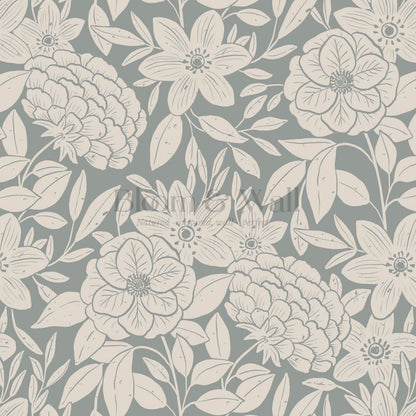Lide Garden Sea Glass Taupe Wallpaper