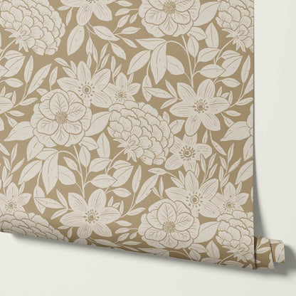 Lide Garden Olive Beige Wallpaper