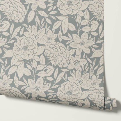 Lide Garden Sea Glass Taupe Wallpaper