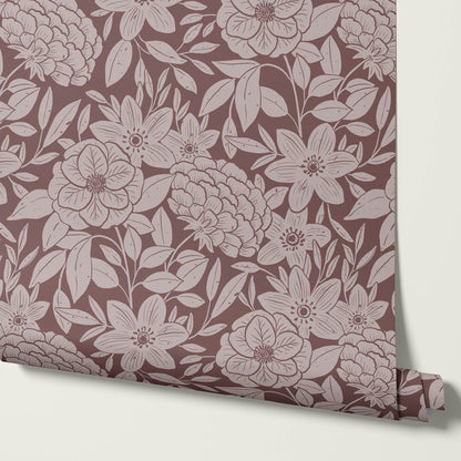 Lide Garden Plum Mauve Wallpaper