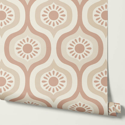 Lidia Infinite Sunshine Groove Warm Clay Beige Wallpaper