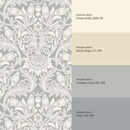 Liis Antique Sunflower Dove Gray Cream Wallpaper