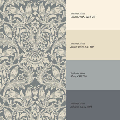 Liis Antique Sunflower Slate Taupe Wallpaper