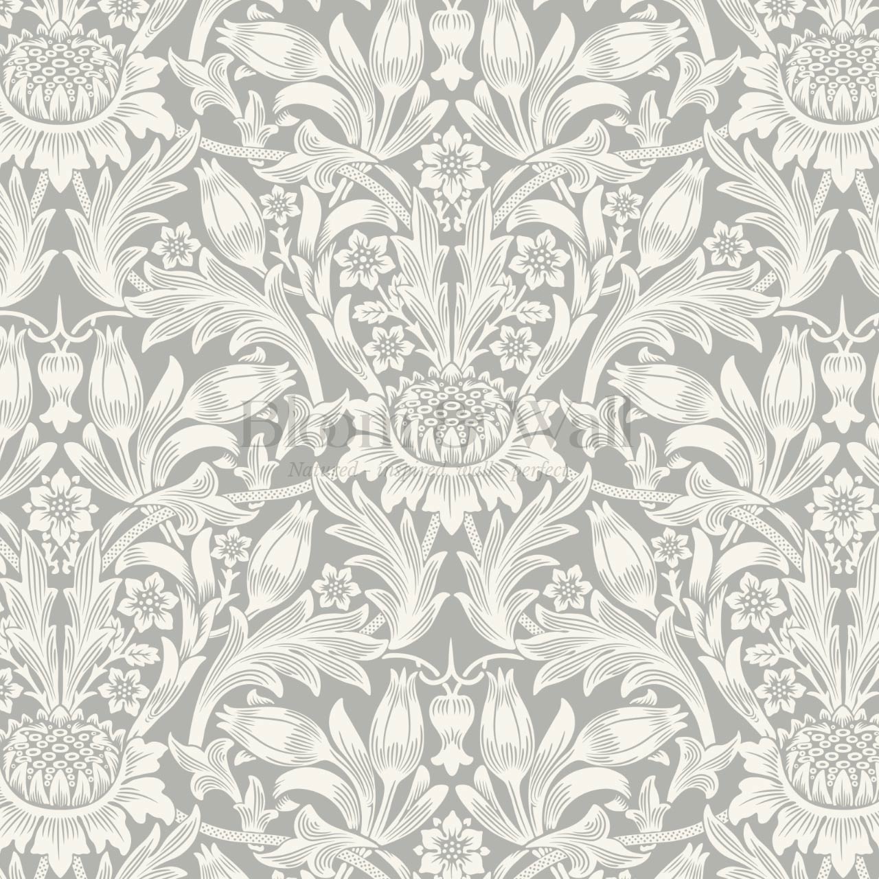 Liis Antique Sunflower Dove Gray Cream Wallpaper