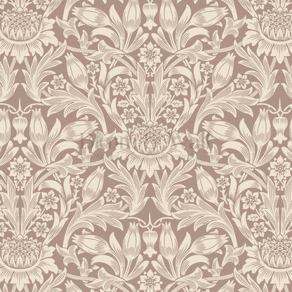 Liis Antique Sunflower Warm Clay Cream Wallpaper