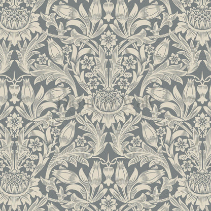 Liis Antique Sunflower Slate Taupe Wallpaper