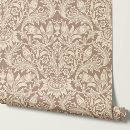 Liis Antique Sunflower Warm Clay Cream Wallpaper
