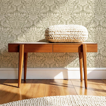 Liis Antique Sunflower Sage Butter Wallpaper
