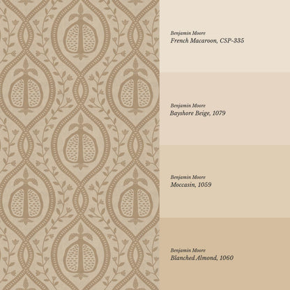 Lila Pomegranate Trellis Beige Brown Wallpaper