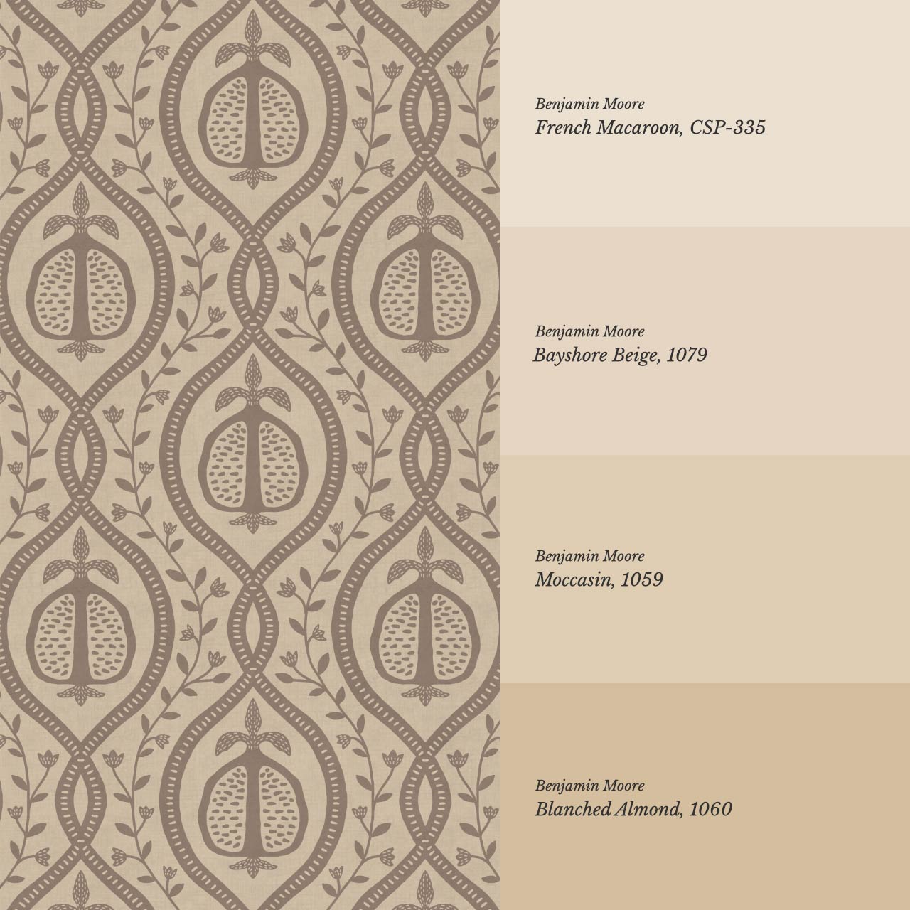 Lila Pomegranate Trellis Cocoa Beige Wallpaper