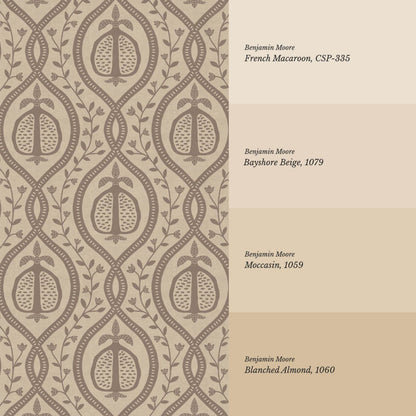 Lila Pomegranate Trellis Cocoa Beige Wallpaper