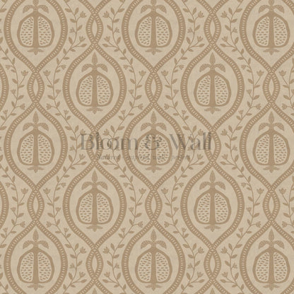 Lila Pomegranate Trellis Beige Brown Wallpaper