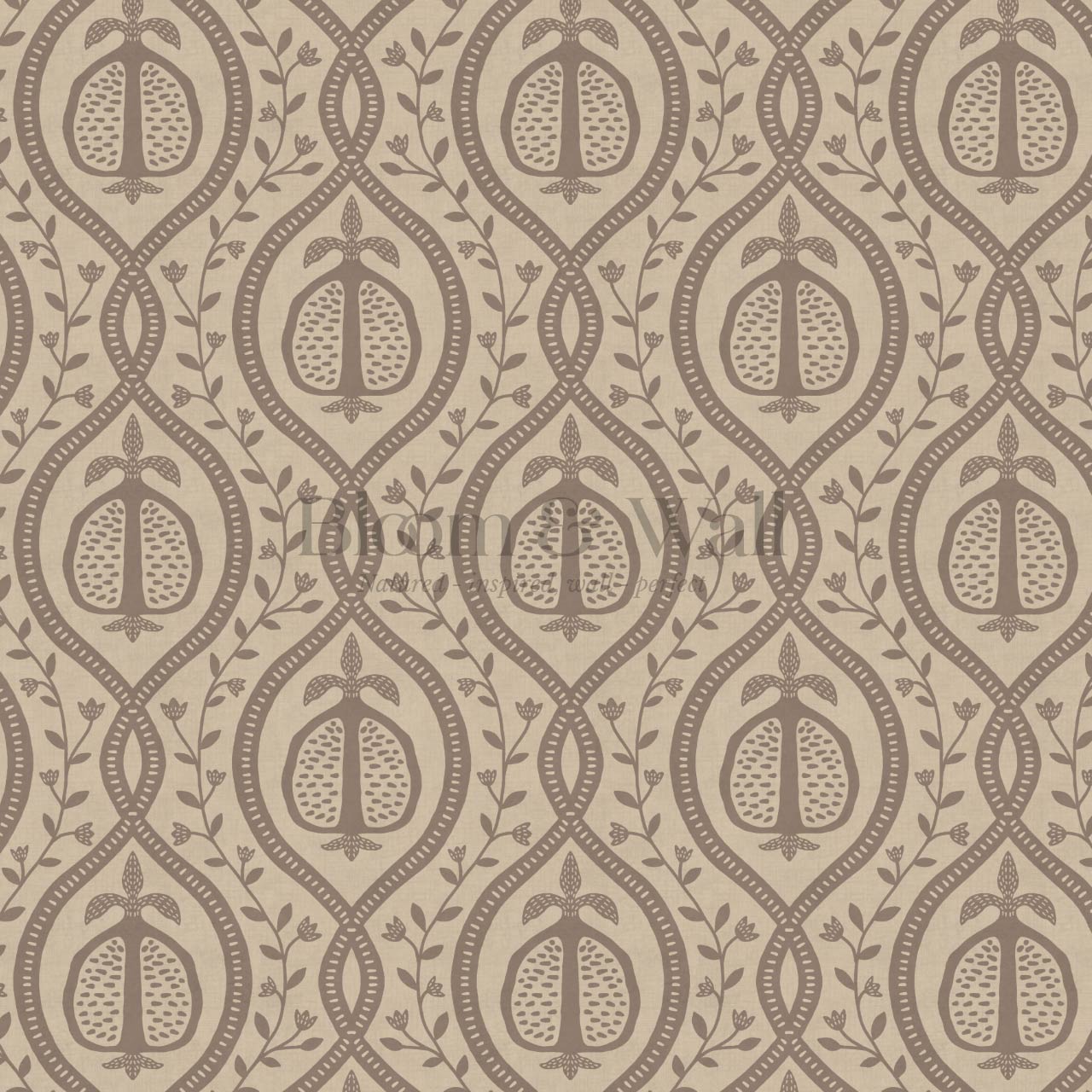 Lila Pomegranate Trellis Cocoa Beige Wallpaper