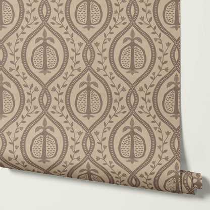 Lila Pomegranate Trellis Cocoa Beige Wallpaper