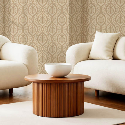 Lila Pomegranate Trellis Beige Brown Wallpaper