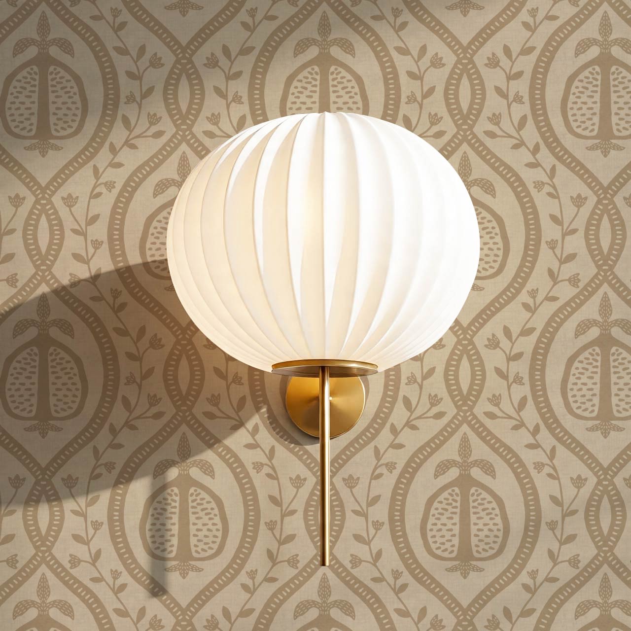 Lila Pomegranate Trellis Beige Brown Wallpaper