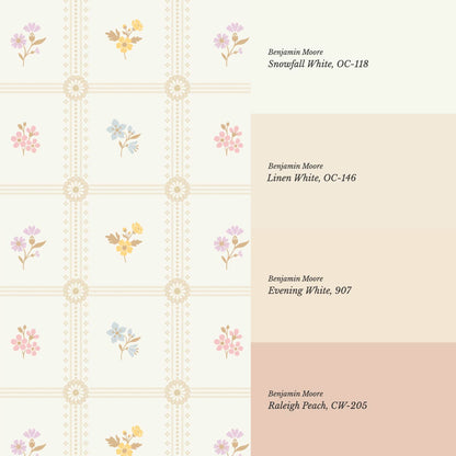 Lile Sunday Garden Ivory Pastel Wallpaper