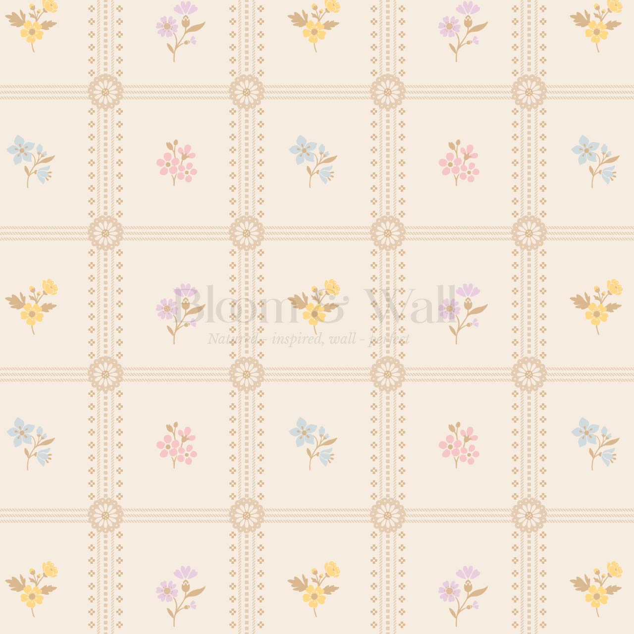 Lile Sunday Garden Cream Pastel Wallpaper