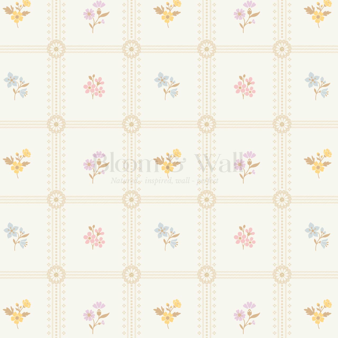 Lile Sunday Garden Ivory Pastel Wallpaper