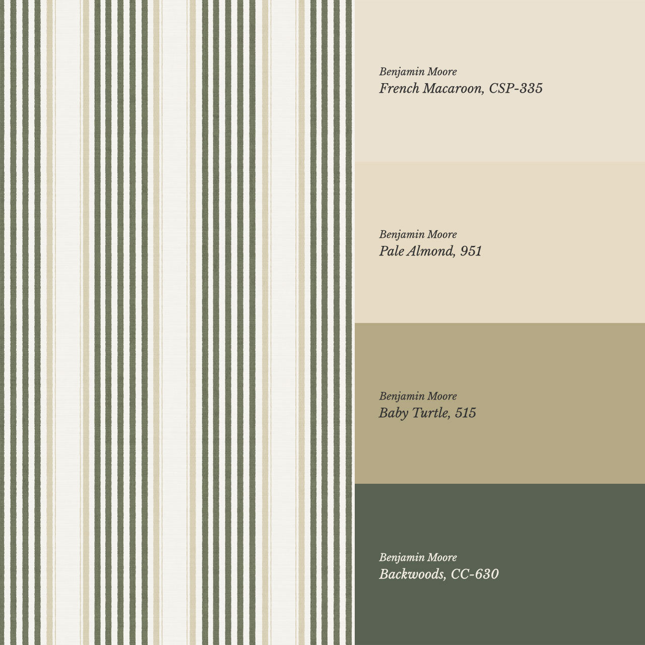 Lili Cream Forest Green Stripes Wallpaper