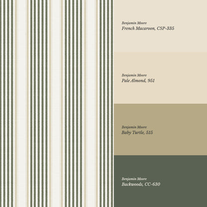 Lili Cream Forest Green Stripes Wallpaper
