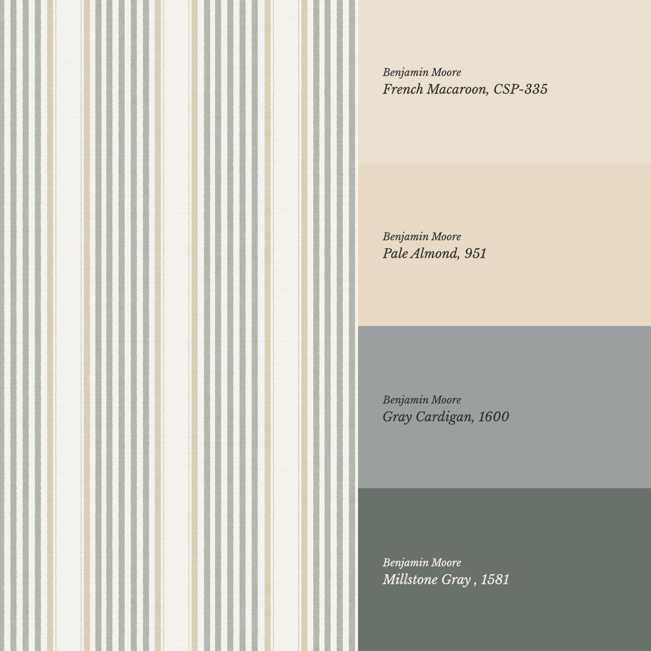 Lili Cream Silver Gray Stripes Wallpaper