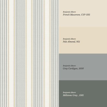 Lili Cream Silver Gray Stripes Wallpaper