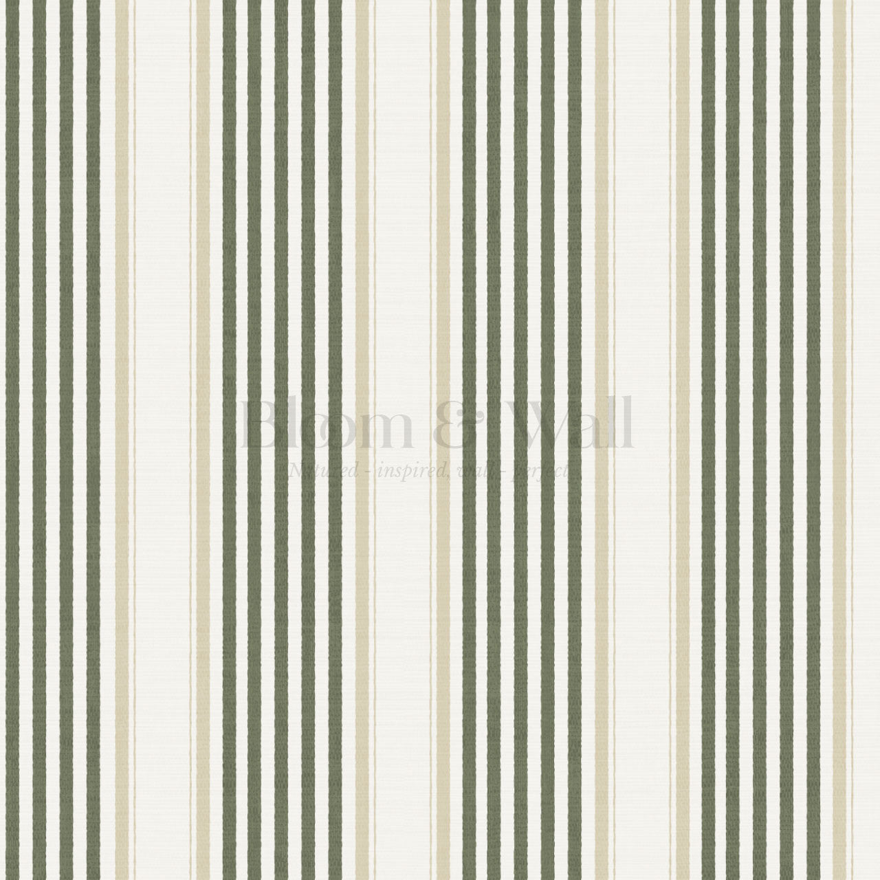 Lili Cream Forest Green Stripes Wallpaper