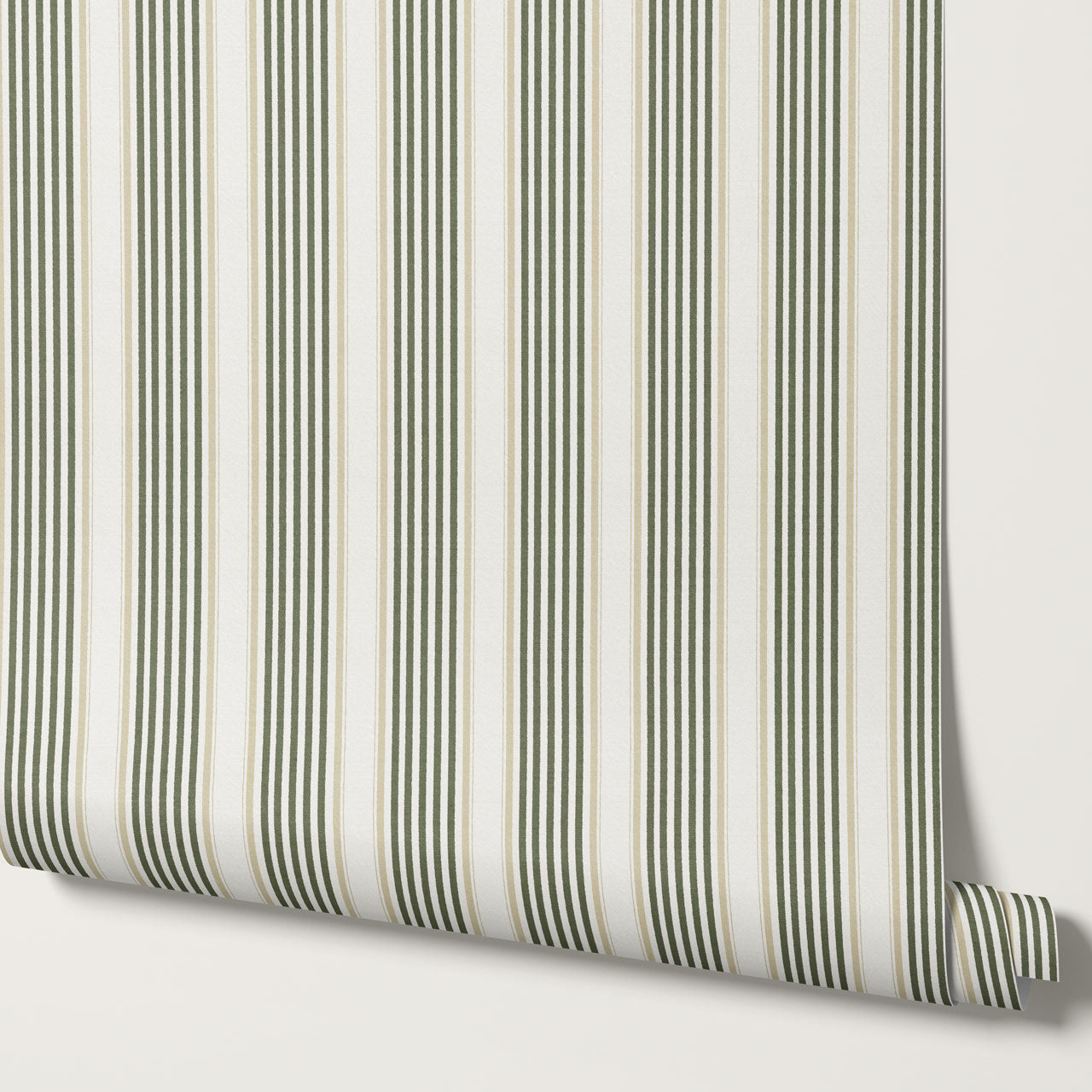 Lili Cream Forest Green Stripes Wallpaper