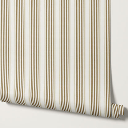 Lili Cream Olive Stripes Wallpaper