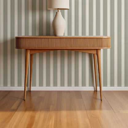 Lili Cream Forest Green Stripes Wallpaper
