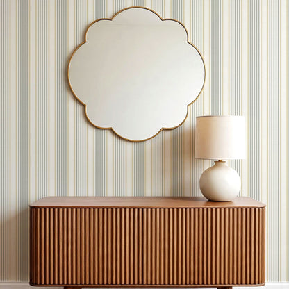 Lili Cream Silver Gray Stripes Wallpaper