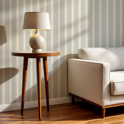 Lili Cream Silver Gray Stripes Wallpaper