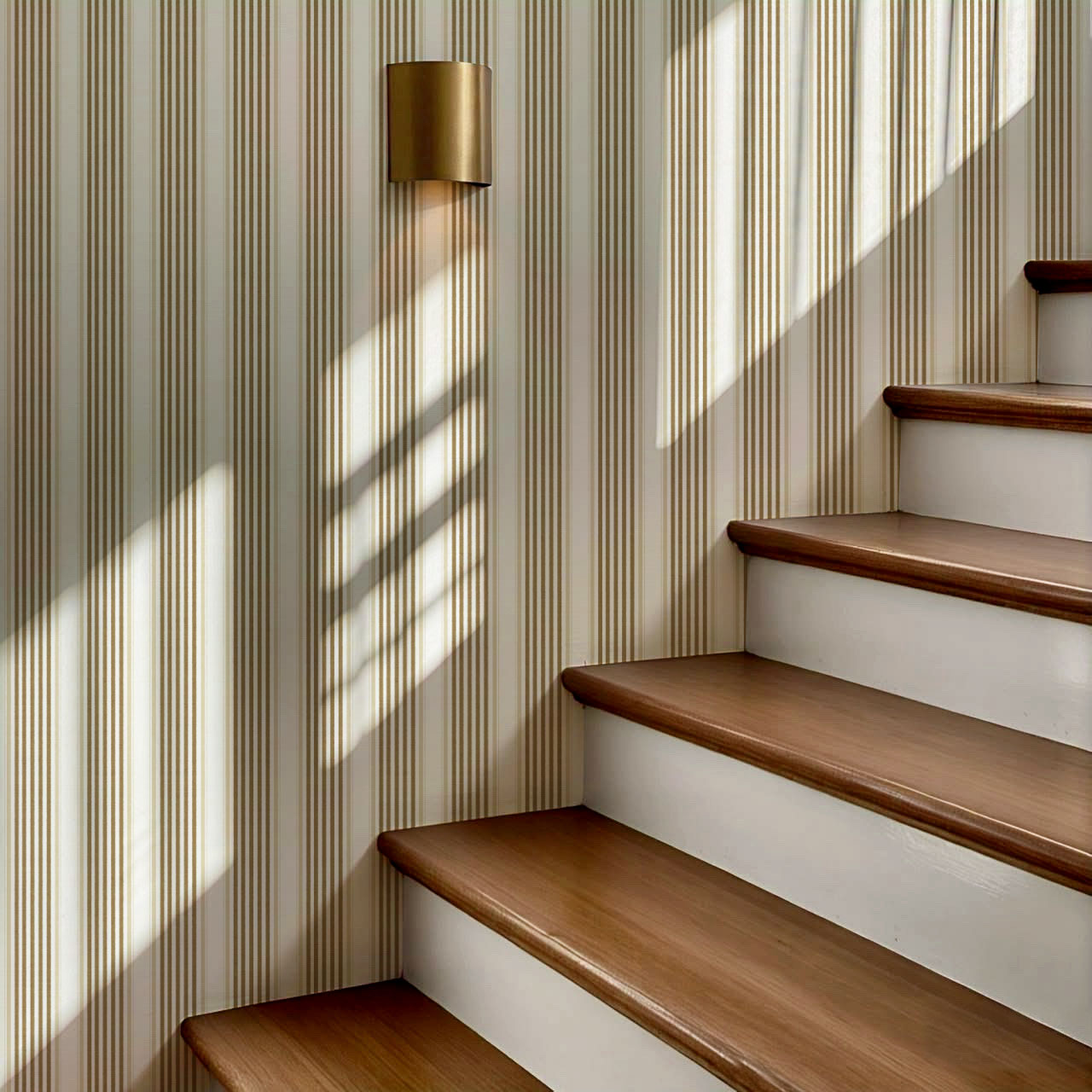 Lili Cream Olive Stripes Wallpaper