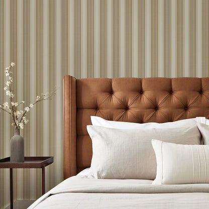 Lili Cream Olive Stripes Wallpaper