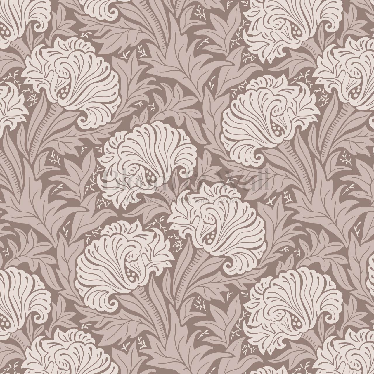 Liliana Heritage Floral Mocha Wallpaper