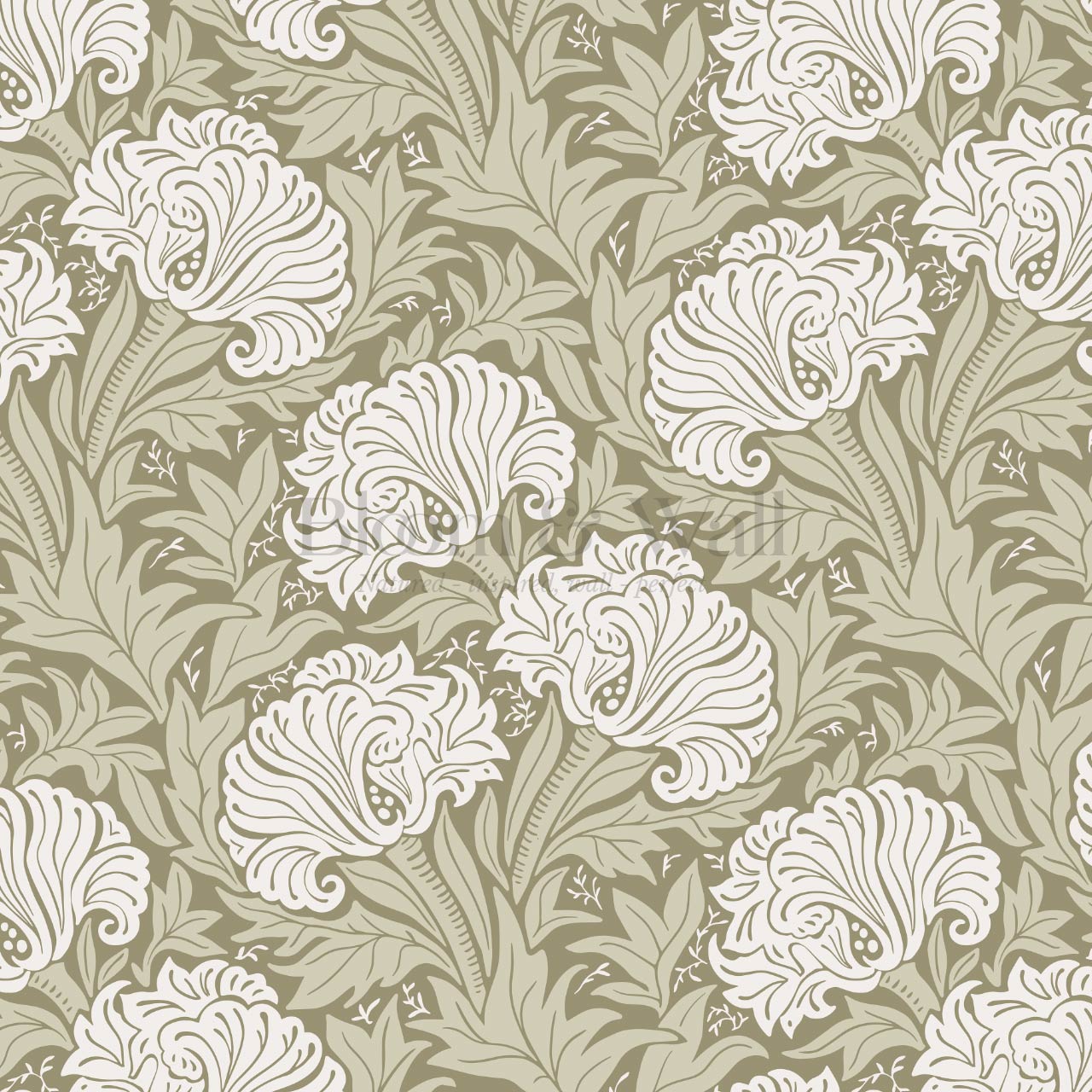 Liliana Heritage Floral Sage Ivory Wallpaper