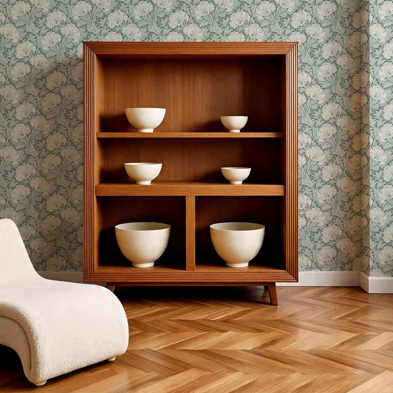 Liliana Heritage Floral Sea Glass Wallpaper