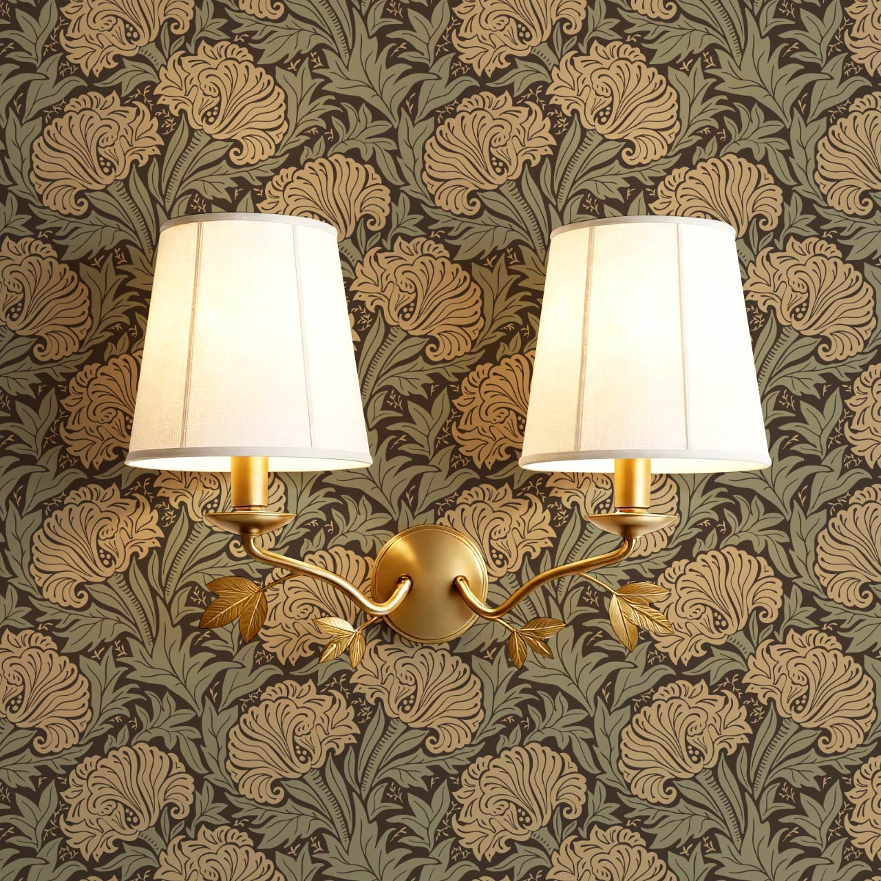 Liliana Heritage Floral Olive Sage Wallpaper