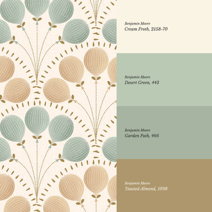 Lilly Balloons Sage Beige Wallpaper