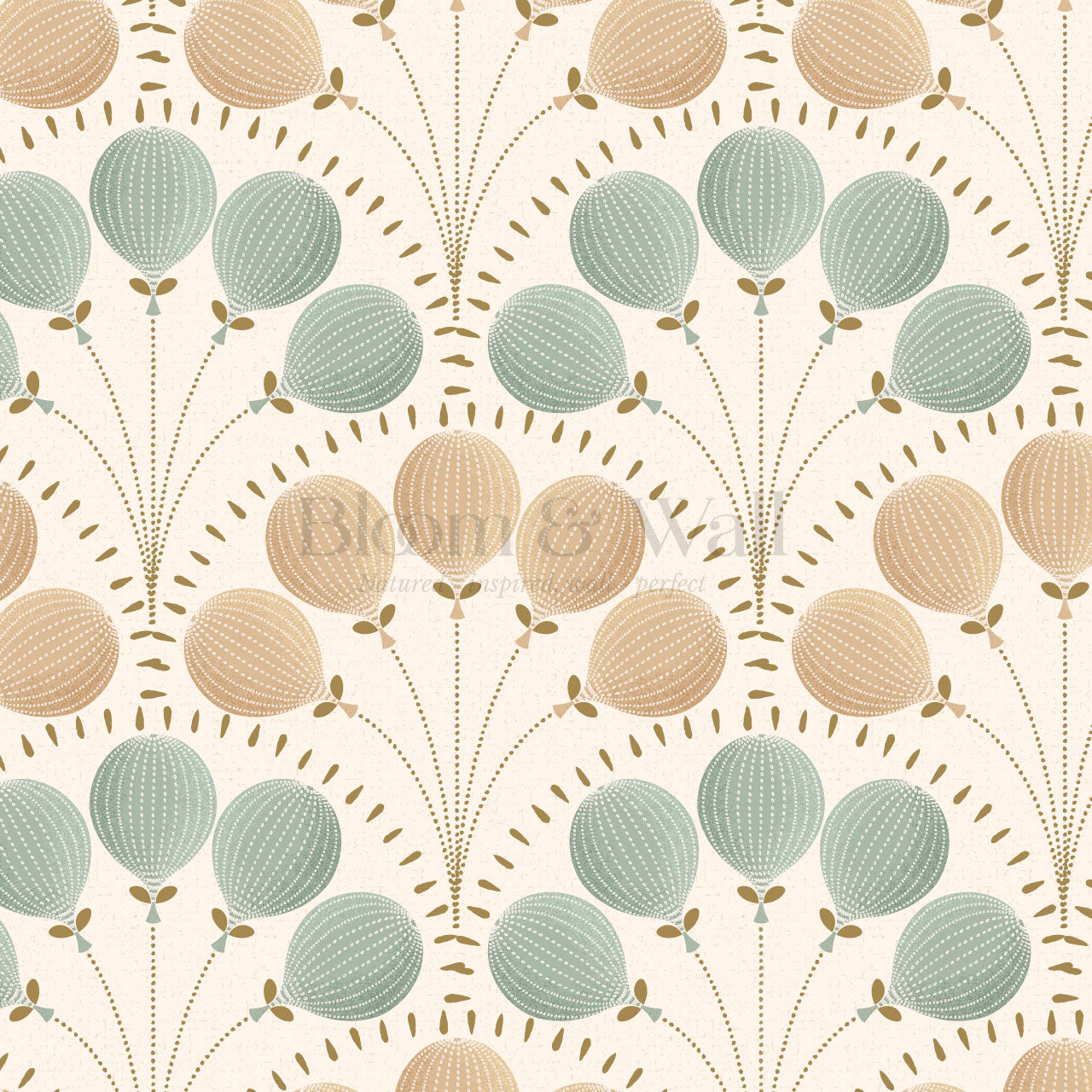 Lilly Balloons Sage Beige Wallpaper