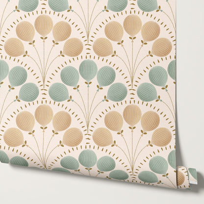 Lilly Balloons Sage Beige Wallpaper